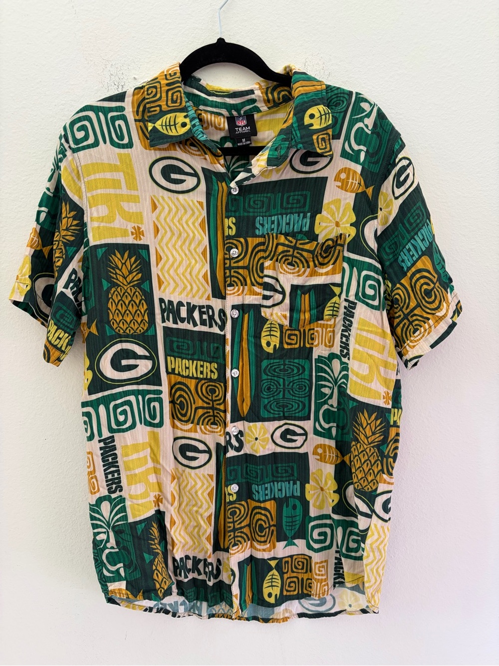 Green & Yellow Green Bay Packers Short-Sleeve Button-Up Shirt NFL